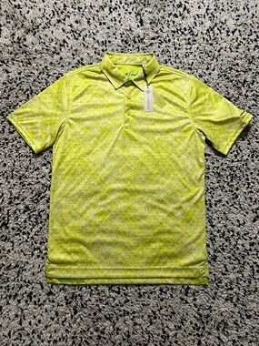 Robert Graham DownDrift Golf Polo Shirt Monarch Beach Lime Green Yellow Small